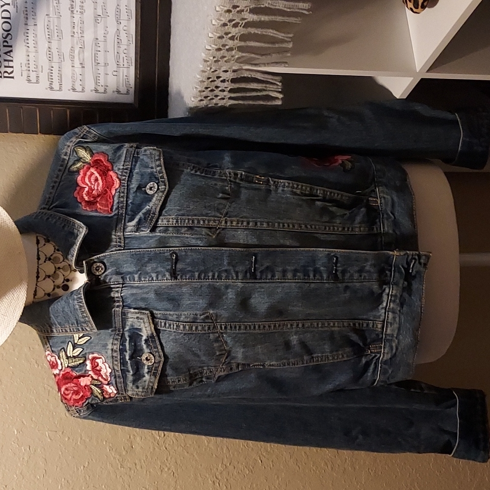 XL sized Jean jacket with flowers